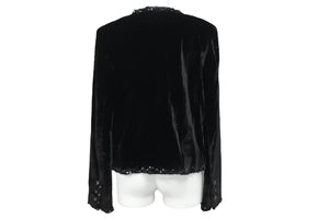 CHANEL シャネル ベロア ジャケット P46390V34297 ジャガード ブラック サイズ38 美品 中古 56406
