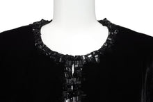 Load image into Gallery viewer, CHANEL シャネル ベロア ジャケット P46390V34297 ジャガード ブラック サイズ38 美品 中古 56406