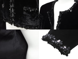 CHANEL シャネル ベロア ジャケット P46390V34297 ジャガード ブラック サイズ38 美品 中古 56406