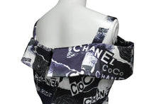 Load image into Gallery viewer, 極美品 CHANEL シャネル ジャンプスーツ ブルー ブラック ホワイト シルク ココマーク オールインワン P63236V48762 36 中古 56433