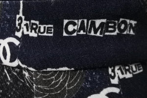 極美品 CHANEL シャネル ジャンプスーツ ブルー ブラック ホワイト シルク ココマーク オールインワン P63236V48762 36 中古 56433