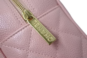 CHANEL シャネル ハンドバッグ ミニボストンバッグ キャビアスキン ピンク 8番台 A20996 ゴールド金具 美品 中古 56447