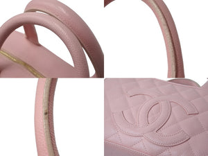 CHANEL シャネル ハンドバッグ ミニボストンバッグ キャビアスキン ピンク 8番台 A20996 ゴールド金具 美品 中古 56447