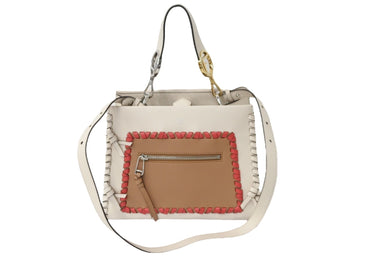 極美品 FENDI フェンディ ラナウェイ スモール 2way ショルダーバッグ ベージュ レッド キャメル ハンドバッグ 8BH344 中古 56452