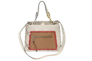 極美品 FENDI フェンディ ラナウェイ スモール 2way ショルダーバッグ ベージュ レッド キャメル ハンドバッグ 8BH344 中古 56452