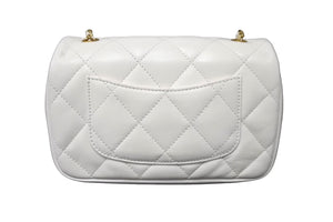 極美品 CHANEL シャネル ハートチャームチェーンショルダーバッグ ランダムシリアル AS3456 ホワイト ゴールド金具 中古 56468