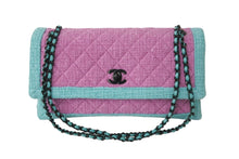 Load image into Gallery viewer, 極美品 CHANEL シャネル ショルダーバッグ バイカラー ピンク グリーン 21番台 ココマーク ツイード ブラック金具 中古 56469