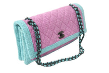 Load image into Gallery viewer, 極美品 CHANEL シャネル ショルダーバッグ バイカラー ピンク グリーン 21番台 ココマーク ツイード ブラック金具 中古 56469