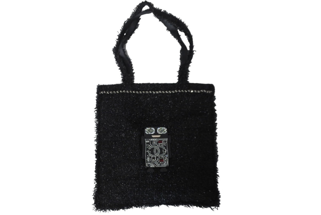 CHANEL シャネル ツイード ロボット トートバッグ トートバッグ ブラック グリーン 24番台 A94646 美品 中古 56499