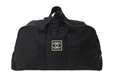 極美品 CHANEL シャネル ボストンバッグ スポーツライン 7番台 ココマーク 銀行強盗 ブラック ナイロン ブラック金具 中古 56502
