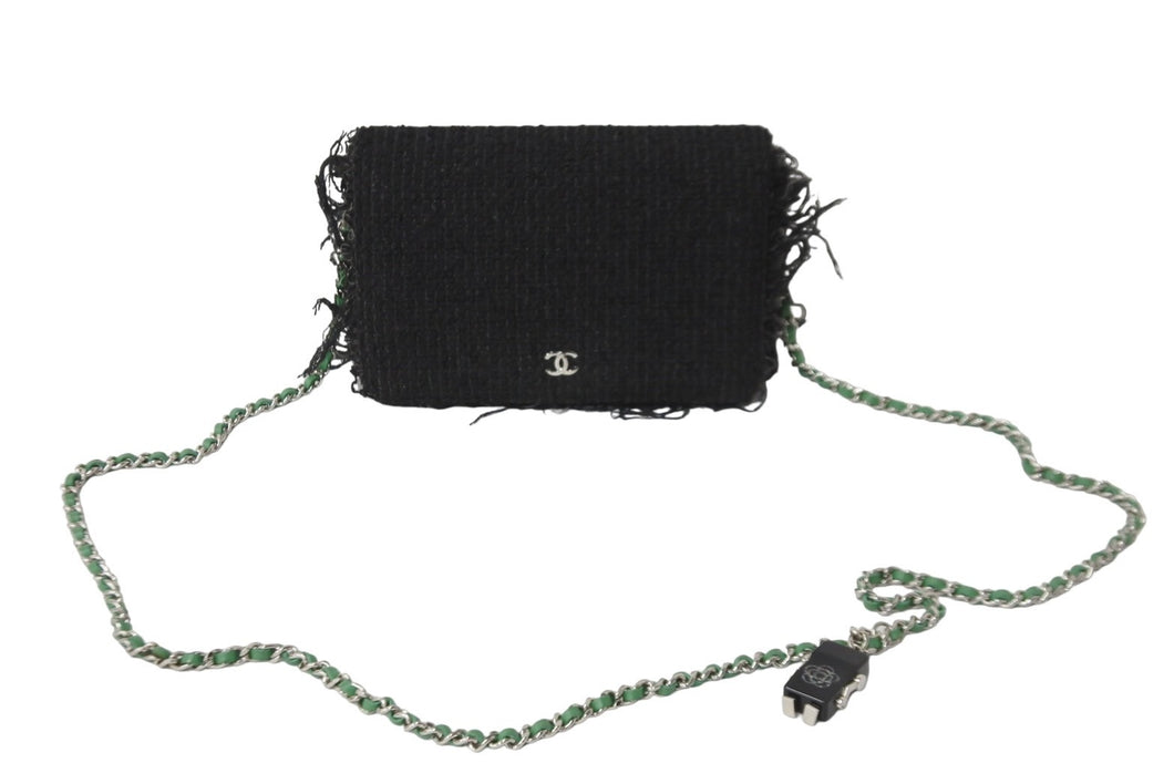 CHANEL シャネル ショルダーバッグ ロボットチャーム付き チェーンウォレット ツイード 23番台 シルバー金具 美品 中古 56503