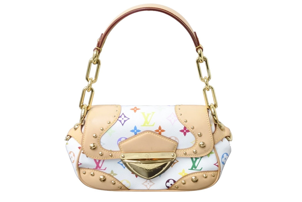 極美品 LOUIS VUITTON ルイヴィトン ハンドバッグ マリリン モノグラム ホワイト マルチカラー M40127 ゴールド金具 中古 56504