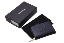 Load image into Gallery viewer, 極美品 CHANEL シャネル コインケース ココマーク A68890 ラウンドファスナー 26番台 2018年 キャビアスキン ネイビー 中古 56512