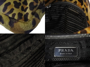 PRADA プラダ ハンドバッグ ワンショルダー レオパード柄 ブラウン ハラコ ファー 中古美品 56518 