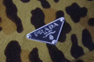 PRADA プラダ ハンドバッグ ワンショルダー レオパード柄 ブラウン ハラコ ファー 中古美品 56518 
