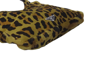 PRADA プラダ ハンドバッグ ワンショルダー レオパード柄 ブラウン ハラコ ファー 中古美品 56518 
