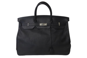 HERMES エルメス バーキン50 ハンドバッグ ブラック シルバー金具 トリヨンクレマンス □H刻印 2004年 良品 中古 56523