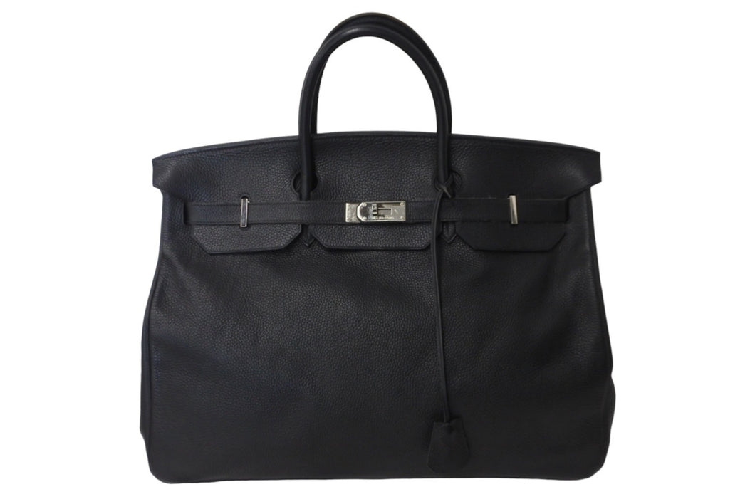 HERMES エルメス バーキン50 ハンドバッグ ブラック シルバー金具 トリヨンクレマンス □H刻印 2004年 良品 中古 56523