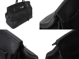 HERMES エルメス バーキン50 ハンドバッグ ブラック シルバー金具 トリヨンクレマンス □H刻印 2004年 良品 中古 56523