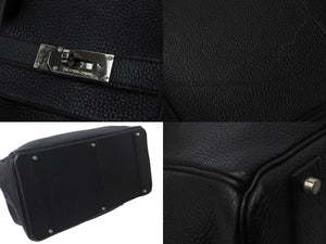HERMES エルメス バーキン50 ハンドバッグ ブラック シルバー金具 トリヨンクレマンス □H刻印 2004年 良品 中古 56523