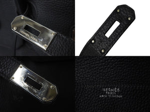 HERMES エルメス バーキン50 ハンドバッグ ブラック シルバー金具 トリヨンクレマンス □H刻印 2004年 良品 中古 56523