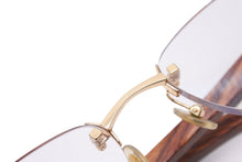 Load image into Gallery viewer, 極美品 CARTIER カルティエ サングラス メガネ ウッド 度入り Cデコール リムレス □19 140b ブラウン ゴールド 中古 56527