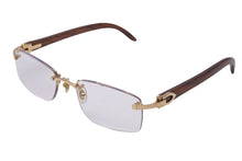 Load image into Gallery viewer, 極美品 CARTIER カルティエ サングラス メガネ ウッド 度入り Cデコール リムレス □19 140b ブラウン ゴールド 中古 56527