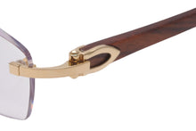 Load image into Gallery viewer, 極美品 CARTIER カルティエ サングラス メガネ ウッド 度入り Cデコール リムレス □19 140b ブラウン ゴールド 中古 56527