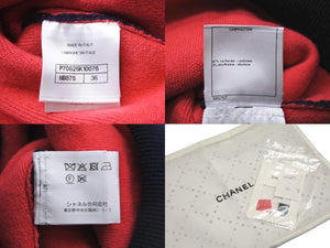 CHANEL シャネル ニット セーター 21P ココマーク ネイビー ピンク カシミヤ ポリウレタン サイズ36 P70525K10076 美品 中古 56528