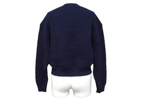 CHANEL シャネル ニット セーター 21P ココマーク ネイビー ピンク カシミヤ ポリウレタン サイズ36 P70525K10076 美品 中古 56528