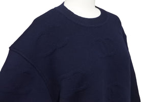 CHANEL シャネル ニット セーター 21P ココマーク ネイビー ピンク カシミヤ ポリウレタン サイズ36 P70525K10076 美品 中古 56528