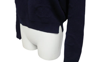 CHANEL シャネル ニット セーター 21P ココマーク ネイビー ピンク カシミヤ ポリウレタン サイズ36 P70525K10076 美品 中古 56528
