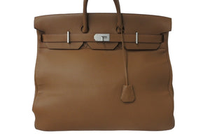 極美品 HERMES エルメス ボストンバッグ オータクロア 50 □P刻印 トゴ ブラウン系 マットシルバー金具 中古 56539