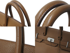 極美品 HERMES エルメス ボストンバッグ オータクロア 50 □P刻印 トゴ ブラウン系 マットシルバー金具 中古 56539