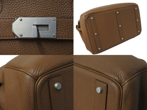 極美品 HERMES エルメス ボストンバッグ オータクロア 50 □P刻印 トゴ ブラウン系 マットシルバー金具 中古 56539