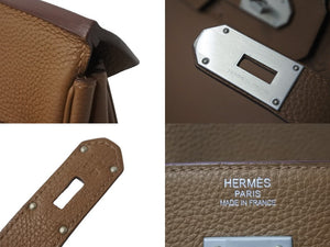 極美品 HERMES エルメス ボストンバッグ オータクロア 50 □P刻印 トゴ ブラウン系 マットシルバー金具 中古 56539