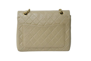 CHANEL シャネル Wフラップショルダーバッグ ラムスキン 0番台 中マトラッセ ゴールド金具 ベージュ 中古 56542