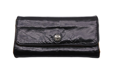CHROME HEARTS クロムハーツ 長財布 クロスボタン ジュディウォレット ブラック レザー 2246 304 0414 7100 美品 中古 56565