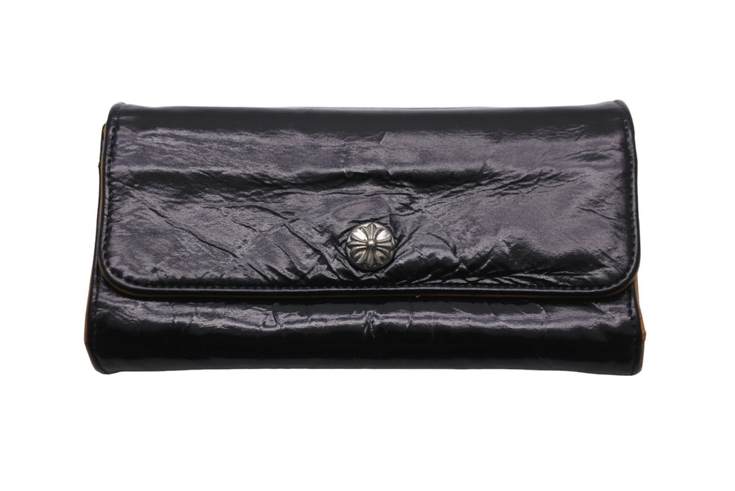 CHROME HEARTS クロムハーツ 長財布 クロスボタン ジュディウォレット ブラック レザー 2246 304 0414 7100 美品 中古 56565