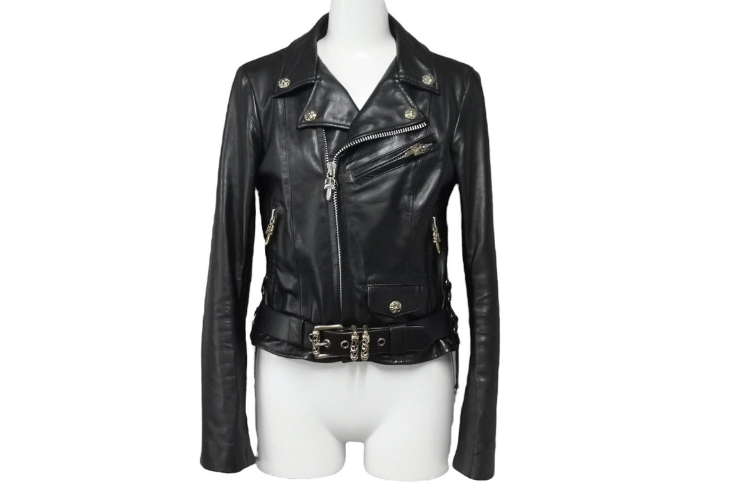 CHROME HEARTS クロムハーツ ライダースジャケット JJディーン ダガー レザー シルバー サイズS 美品 中古 56593