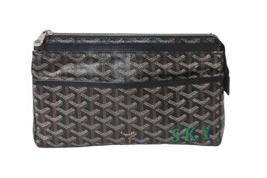 GOYARD ゴヤール ポーチ クラッチバッグ ミロワールPM PVCコーティングキャンバス ブラウン シルバー金具 美品 中古 56602