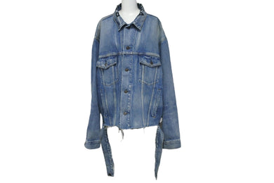BALENCIAGA バレンシアガ ジャケット 18SS クラッシュデザインネックロゴデニムジャケット 493606 TXE05 美品 中古 56608