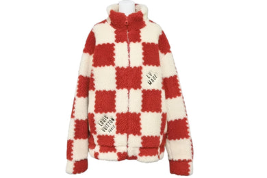 LOUIS VUITTON ルイヴィトン NIGO ニゴ ダミエ フリース ブルゾンジャケット XL LV MADE レッド ホワイトHMY04WI03 美品 中古 56609