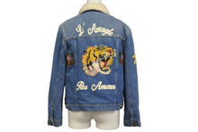 Load image into Gallery viewer, GUCCI グッチ ジャケット 18AW エンブロイダリーボアデニムジャケット タイガー キッズ サイズ12 431155 XR221 美品 中古 56614