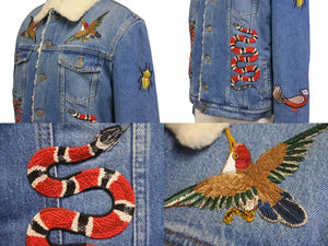 GUCCI グッチ ジャケット 18AW エンブロイダリーボアデニムジャケット タイガー キッズ サイズ12 431155 XR221 美品 中古 56614