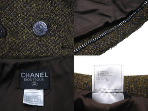 CHANEL シャネル ダブルジャケット ツイードジャケット P09216V05806 size38 97A グリーン 美品 中古 56615