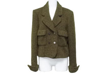 Load image into Gallery viewer, CHANEL シャネル ダブルジャケット ツイードジャケット P09216V05806 size38 97A グリーン 美品 中古 56615