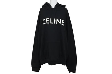CELINE セリーヌ パーカー フーディ ロゴ エディースリマン 2Y321670Q XXL コットン ブラック タグなし 中古 56616