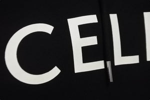 CELINE セリーヌ パーカー フーディ ロゴ エディースリマン 2Y321670Q XXL コットン ブラック タグなし 中古 56616