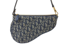 Load image into Gallery viewer, Christian Dior クリスチャンディオール トロッターハンドバッグ ポーチ MC1021 ネイビー ベージュ ゴールド金具 良品 中古 56626